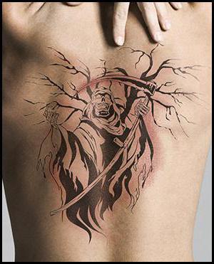 татуювання смерть з косою на спині позначення