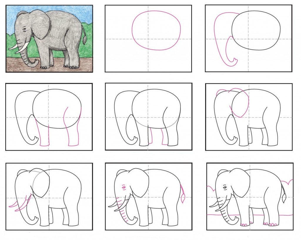 Stopniowe rysunek słonia