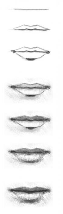 cómo dibujar labios por etapas