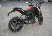 Motorrad KTM Duke-125: technische Daten, Referenzen und Fotos