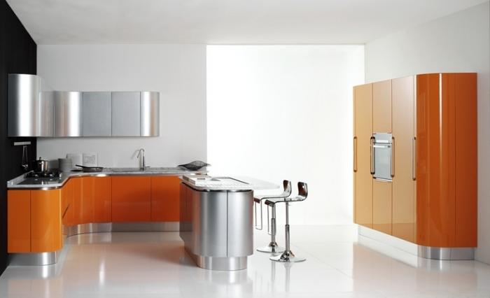 small orange kitchen