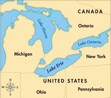 lake Erie and Michigan