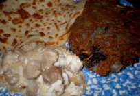 Recipe macanki pancakes: pork, chicken, mushrooms