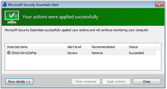 microsoft security essentials how to remove the virus