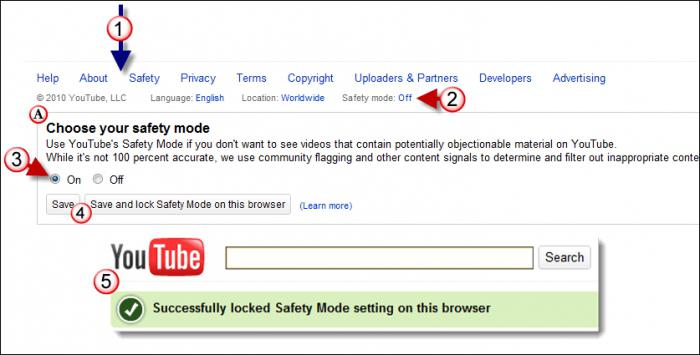 devre dışı bırakmak için güvenli mod youtube