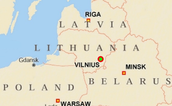 विनियस और रीगा मानचित्र पर