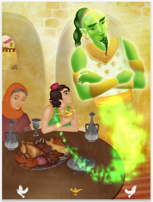 lâmpada mágica de aladdin árabe conto de fadas
