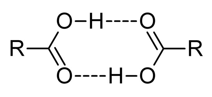 puentes de Hidrógeno entre las moléculas de los ácidos carboxílico
