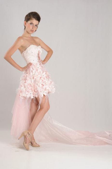 różowe zdjęcia suknia ślubna krótka