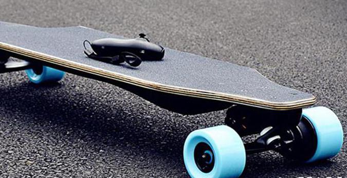 electric skateboard with their hands