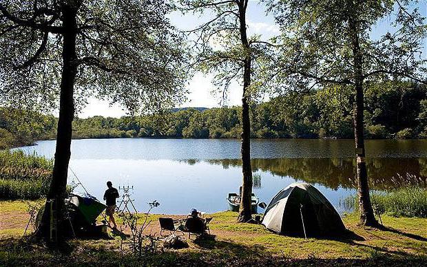 camping at lake Seliger with tents