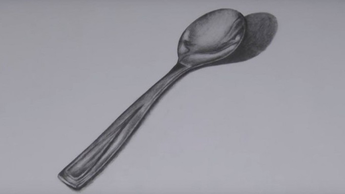 how to draw a spoon with a pencil in stages