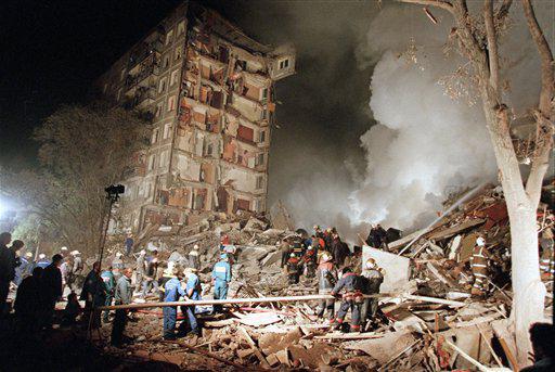爆炸的房屋在莫斯科在1999年