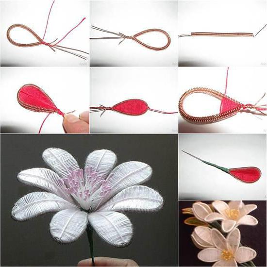 як зробити квіти з ниток і дроту своїми руками