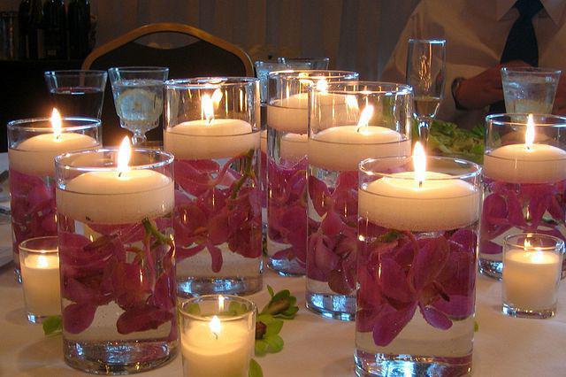 floating candles DIY wedding