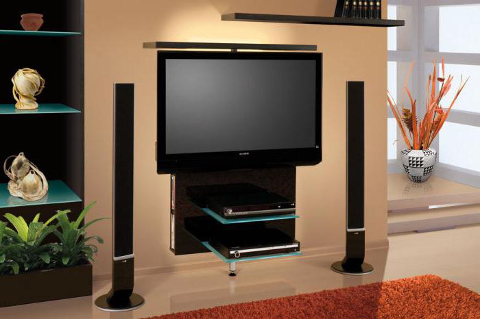 glass stand under the TV
