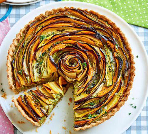 pie with courgettes in a hurry on a frying pan