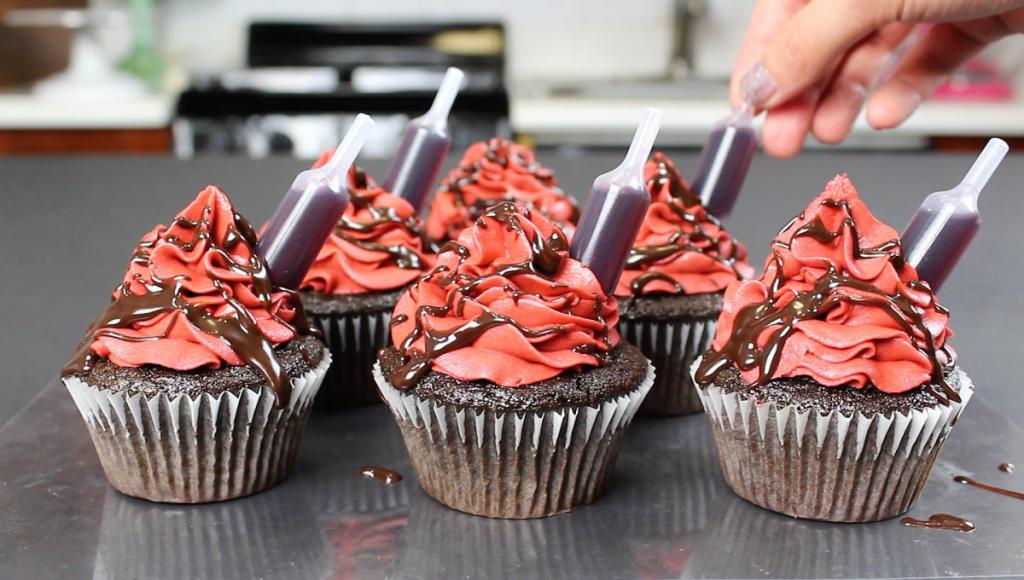 Cupcakes with chocolate red wine