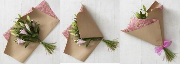 pakowanie kwiatów w kraft papier