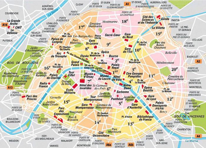 خريطة معالم باريس