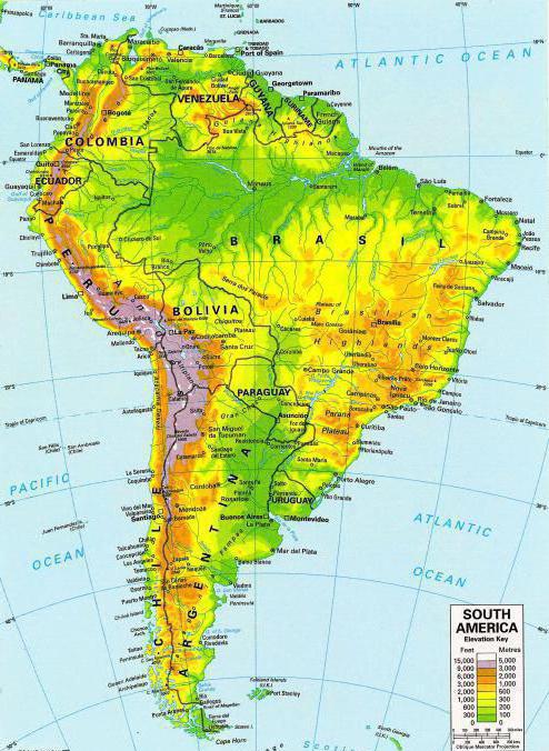 的地形和矿物质的南美洲