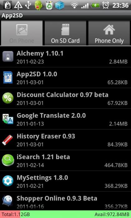 move apps to memory card Android