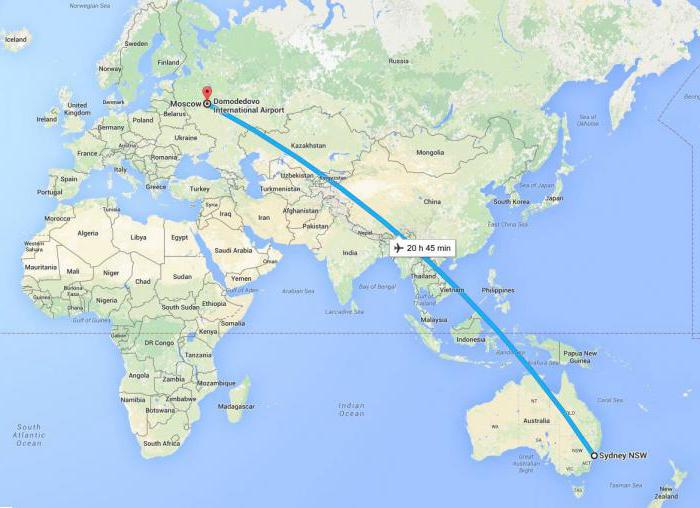 Wie viele Fliegen von Moskau bis Australien auf Zeit