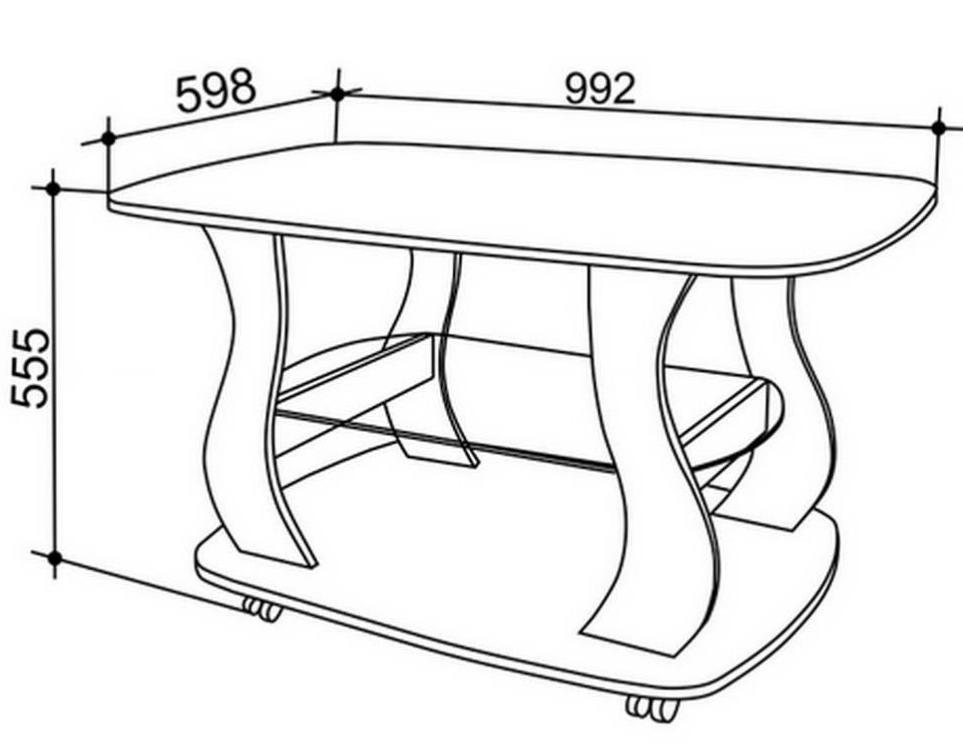 Drawing of a simple table with a shelf