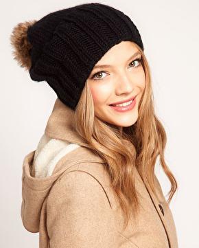 hat with natural POM-POM