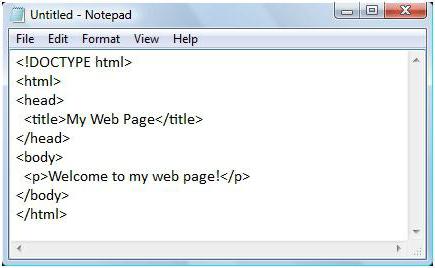 how to create an html page in Notepad