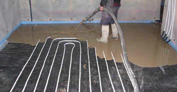 screed for warm water floor