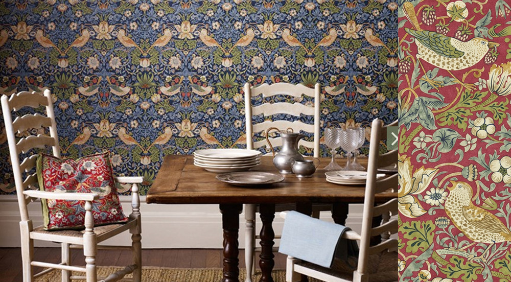 textile Wallpaper in the interior dining room
