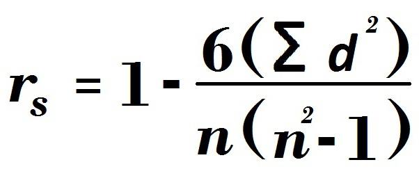 коефіцієнт кореляції спірмена формула