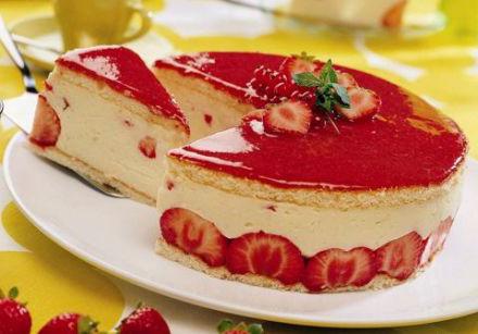 Delicious French cake with strawberries, frezie