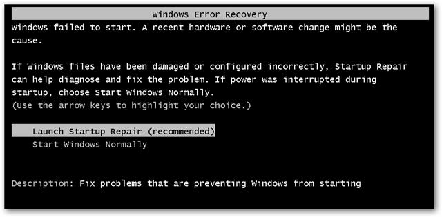 Naprawa systemu podczas uruchomienia systemu windows 7