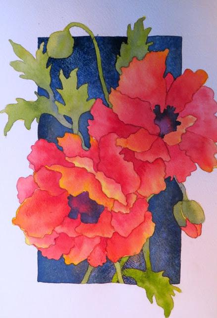 Paint watercolor poppies