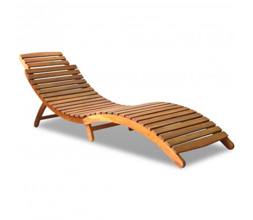 Photo of sun loungers made of wood with their hands