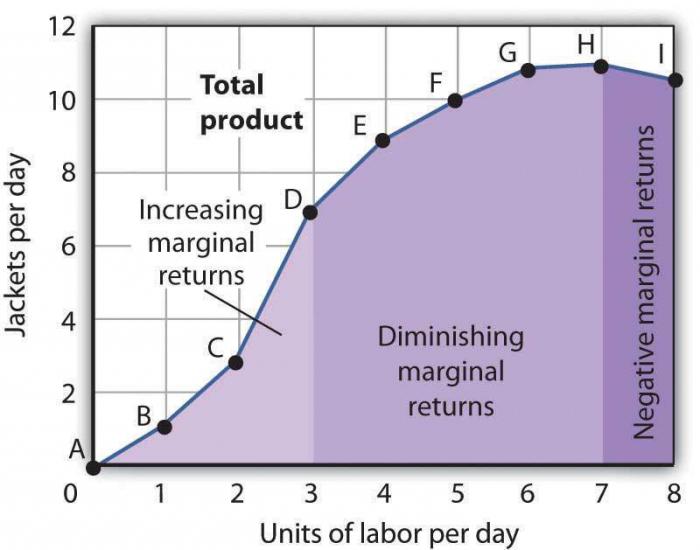 la ley de disminución de la productividad marginal de los factores