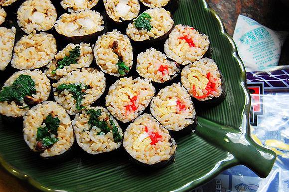 vegetable sushi and rolls
