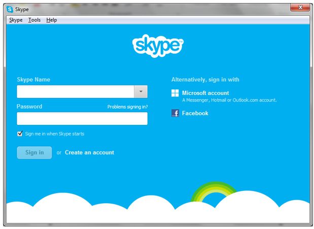 签署了一个免费的Skype