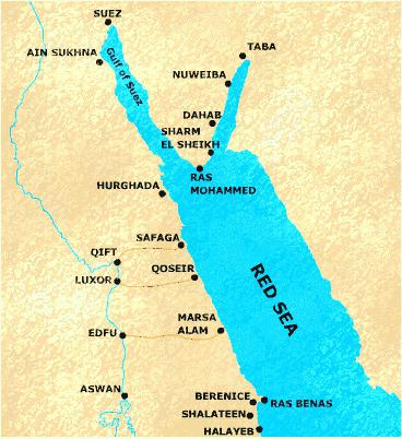 Mapa del mar rojo de egipto