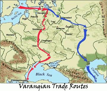 मार्ग से Varangians यूनानियों के लिए