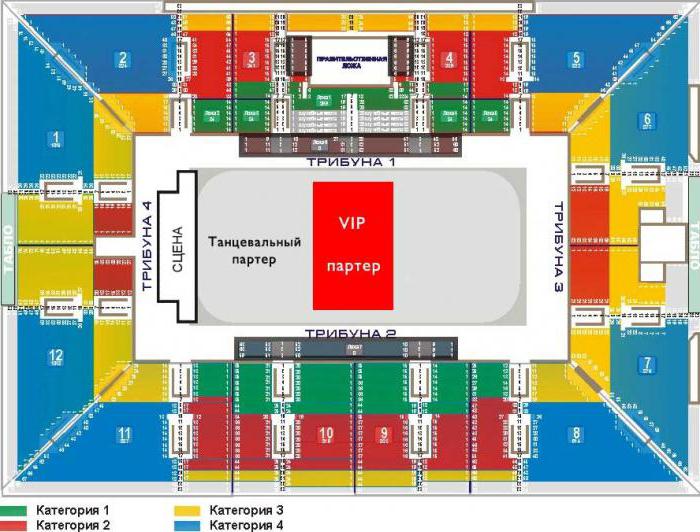 the Luzhniki sports Palace floor plan with Seating