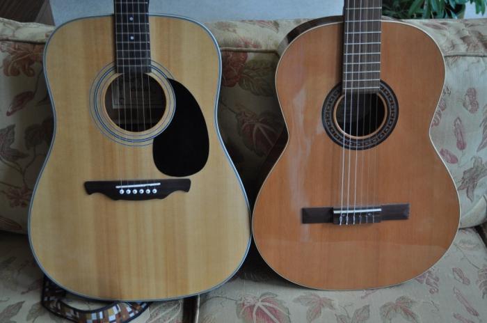 the acoustic guitar differs from the classical