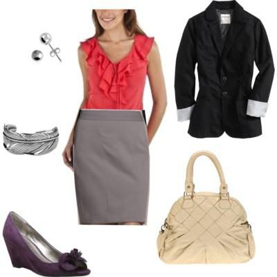 what to wear with grey skirt