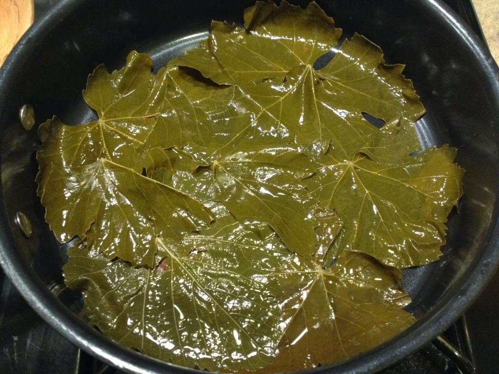 Leaves on the bottom of the dish