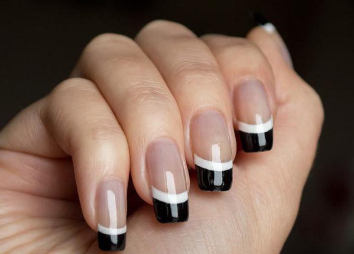 black nails with white French