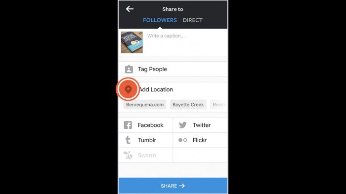 كيف instagram إضافة مكان