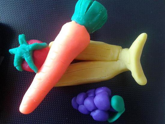 sculpting of vegetables and fruits from plasticine