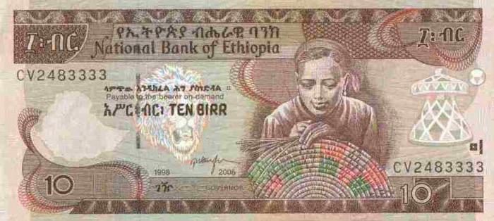 etíope moneda el nombre
